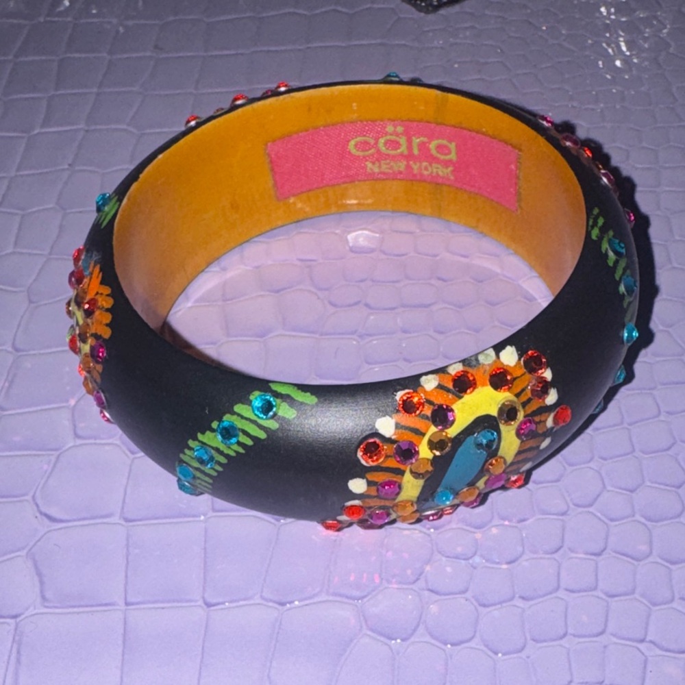 Black and Multicolor Embellished Bangle - Picture 1 of 4